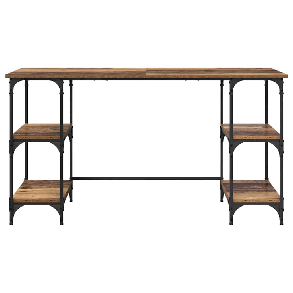 vidaXL Schreibtisch mit Regal Altholz 140 x 50 x 75 cm Holzwerkstoff - Image 5