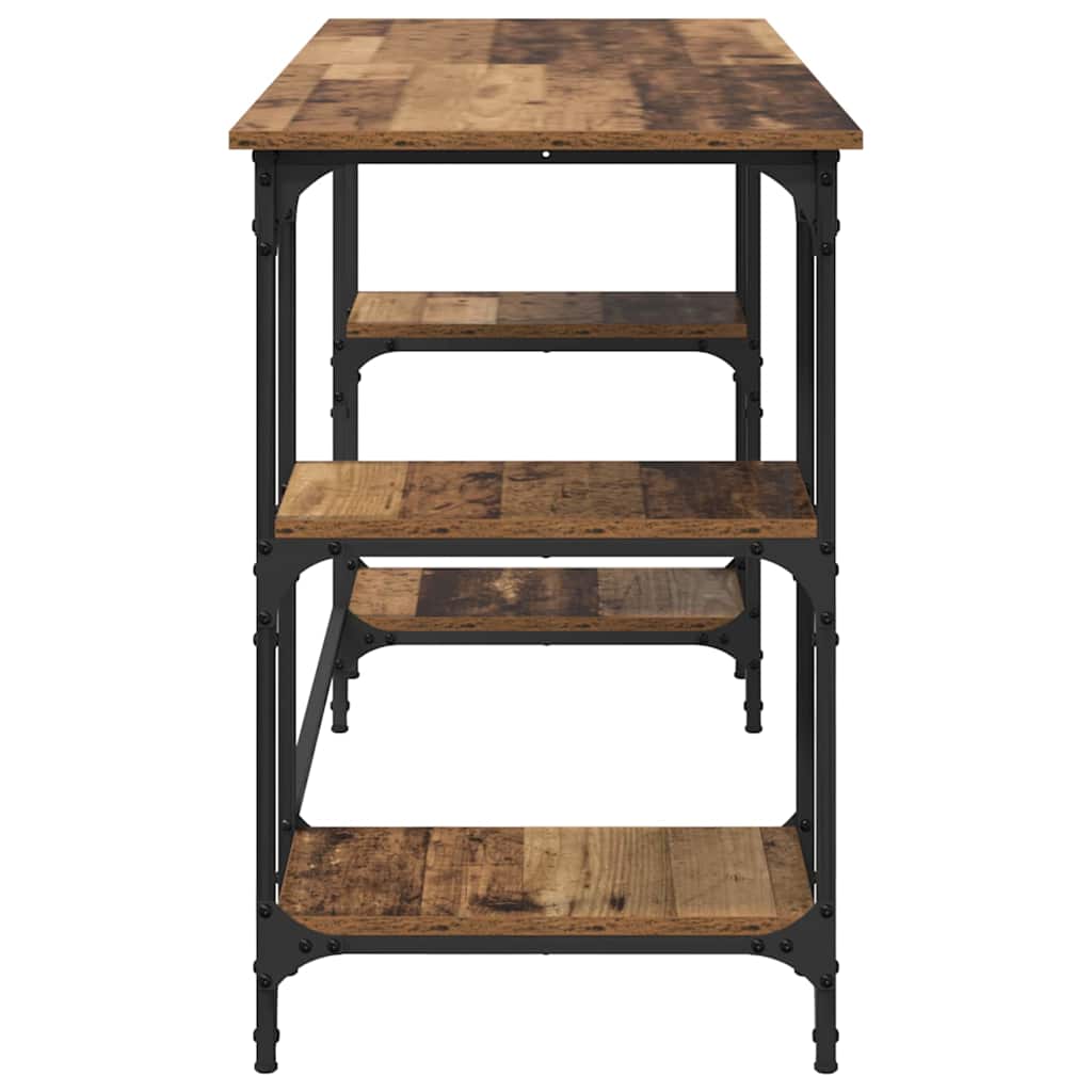 vidaXL Schreibtisch mit Regal Altholz 140 x 50 x 75 cm Holzwerkstoff - Image 6