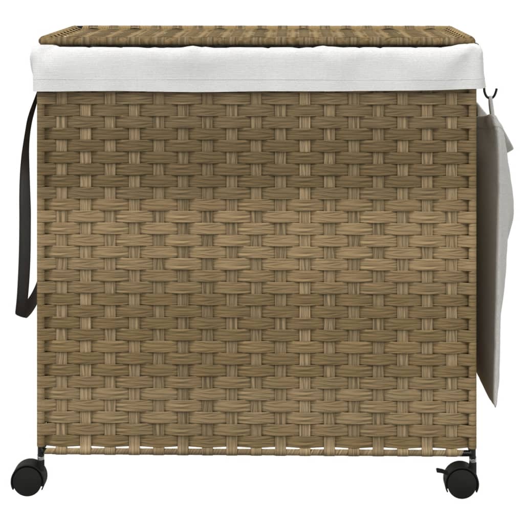 vidaXL Wäschekorb mit Rollen 60x35x60,5 cm Rattan - Image 3