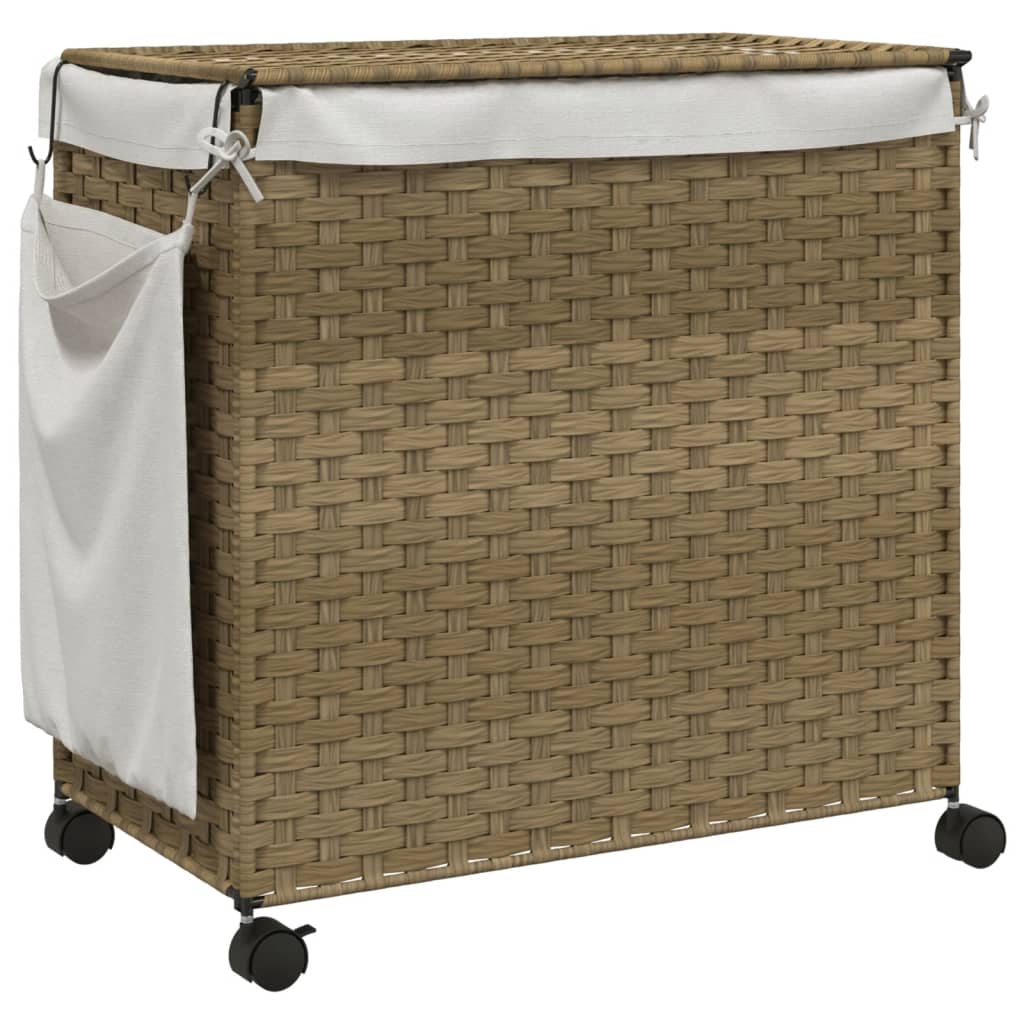 vidaXL Wäschekorb mit Rollen 60x35x60,5 cm Rattan - Image 6