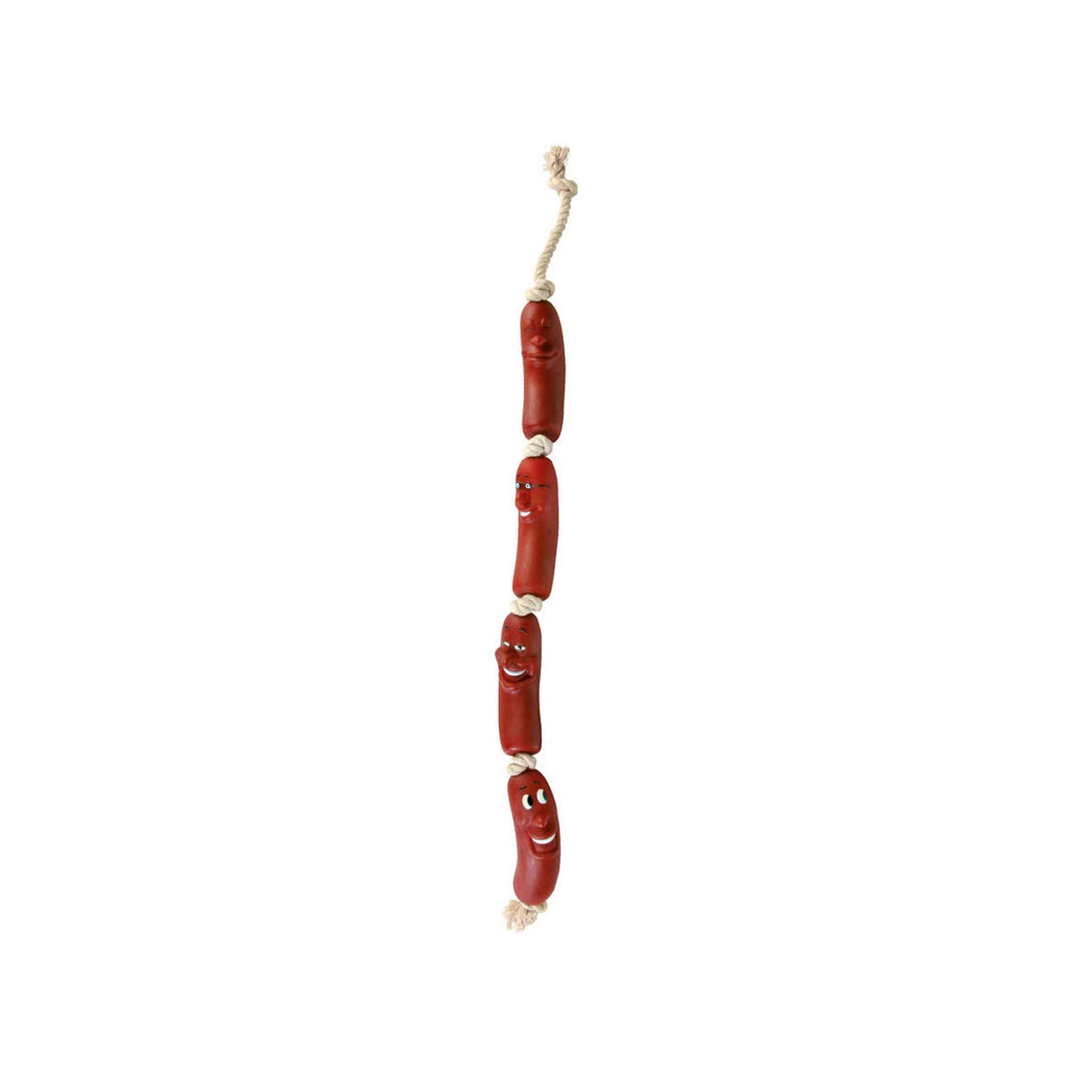 Giocattoli per cani Trixie Sausages on a Rope 75 cm Marrone Vinile Salsicce