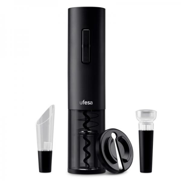 Cavatappi Elettrico con Accessori per Vino UFESA EASY OPEN Nero ABS