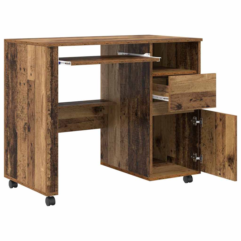 vidaXL Tisch mit Rädern Mit Rad Altholz 91 x 50 x 77 cm Holzwerkstoff - Image 5