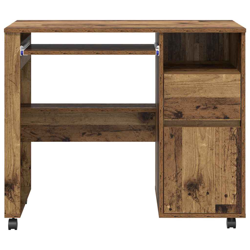 vidaXL Tisch mit Rädern Mit Rad Altholz 91 x 50 x 77 cm Holzwerkstoff - Image 6