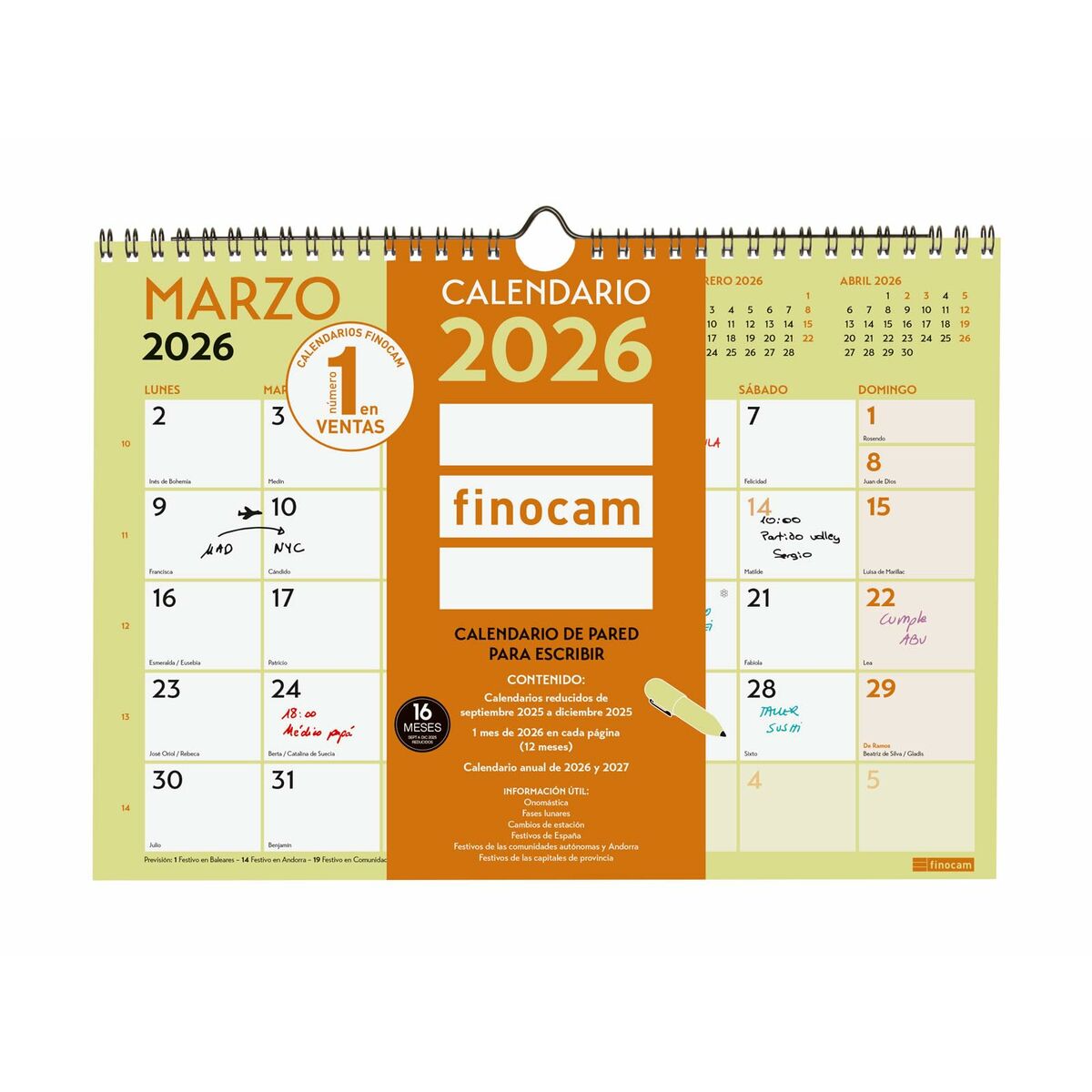 Calendario da parete Finocam Multicolore A4 Carta