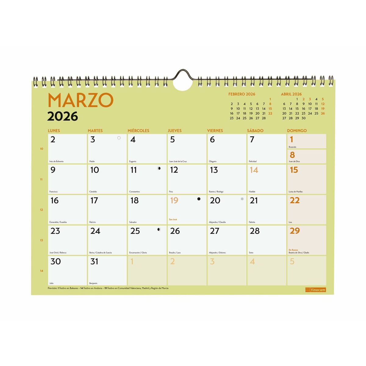Calendario da parete Finocam Multicolore A4 Carta - Image 3