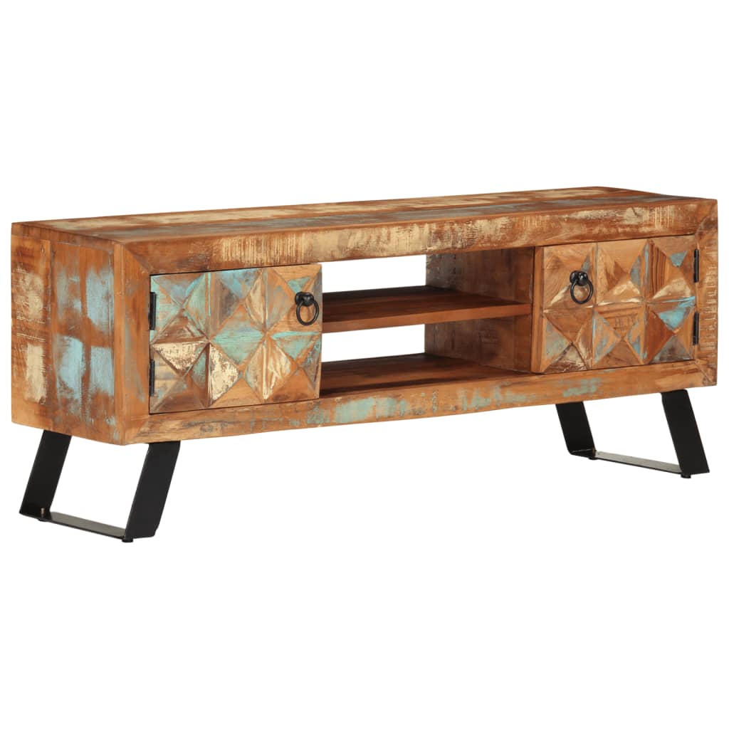 vidaXL Meuble TV 112x30x45 cm bois massif de récupération