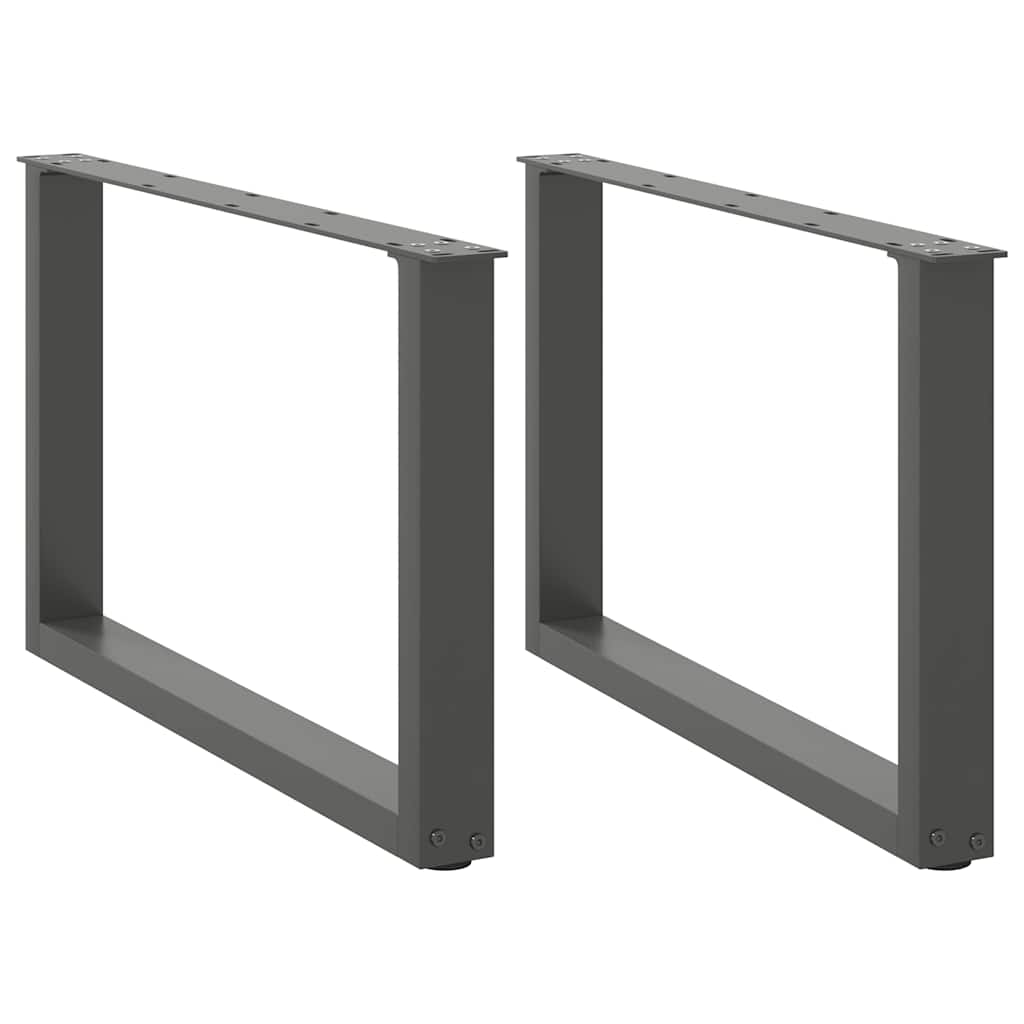 vidaXL Patas para mesa de centro en forma de U (2 unidades), antracita, 60 x (42-43) cm, acero