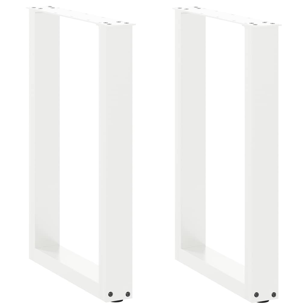 vidaXL Patas para mesa de comedor en forma de U (2 unidades), color blanco, 50 x (72-73) cm, acero