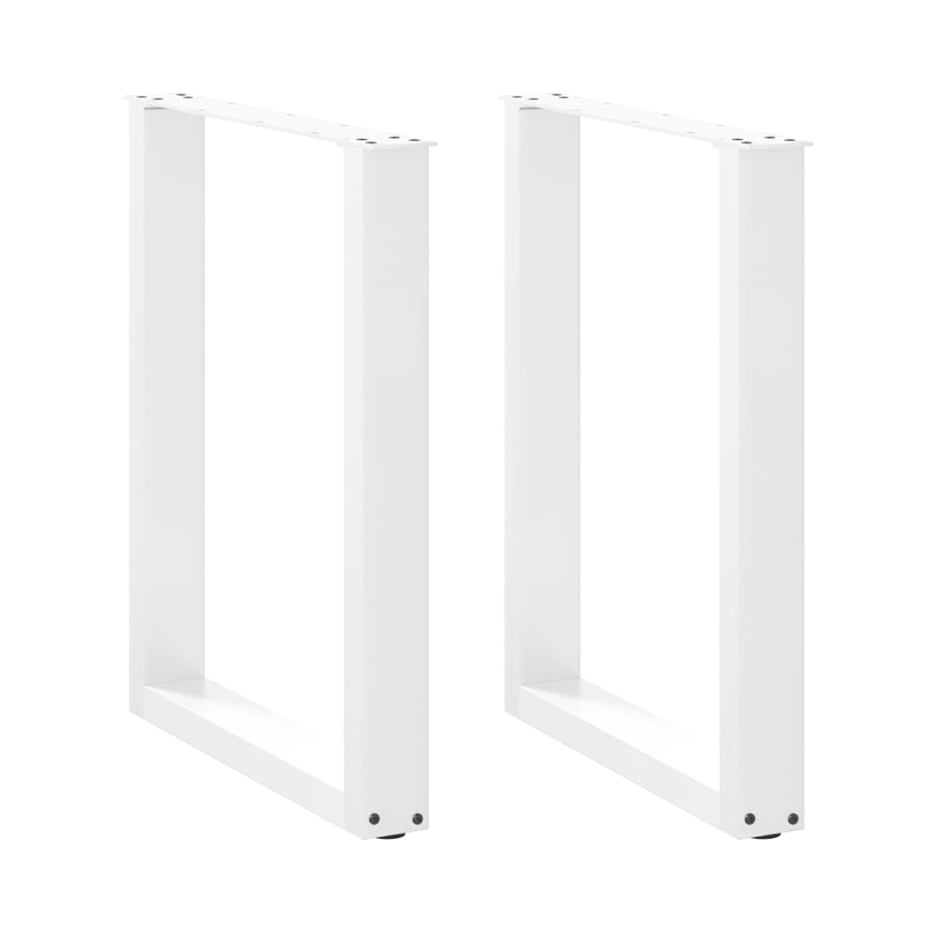 vidaXL Patas para mesa de comedor en forma de U (2 unidades), color blanco, 60 x (72-73) cm, acero