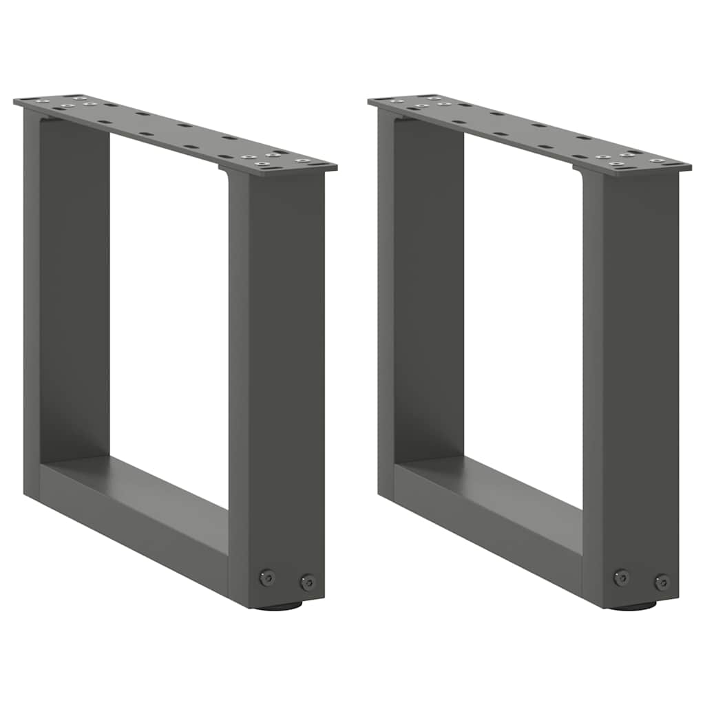 vidaXL Patas para mesa de centro en forma de U (2 unidades), antracita, 40 x (30-31) cm, acero