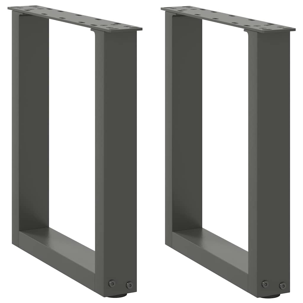 vidaXL Patas para mesa de centro en forma de U (2 unidades), antracita, 38 x (42-43) cm, acero