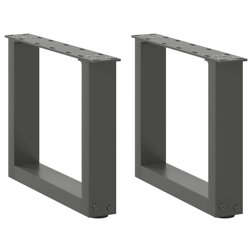 vidaXL Patas para mesa de centro en forma de U (2 unidades), antracita, 30 x (30-31) cm, acero