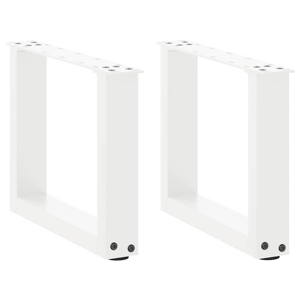 vidaXL Patas para mesa de centro en forma de U (2 unidades), color blanco, 30 x (30-31) cm, acero