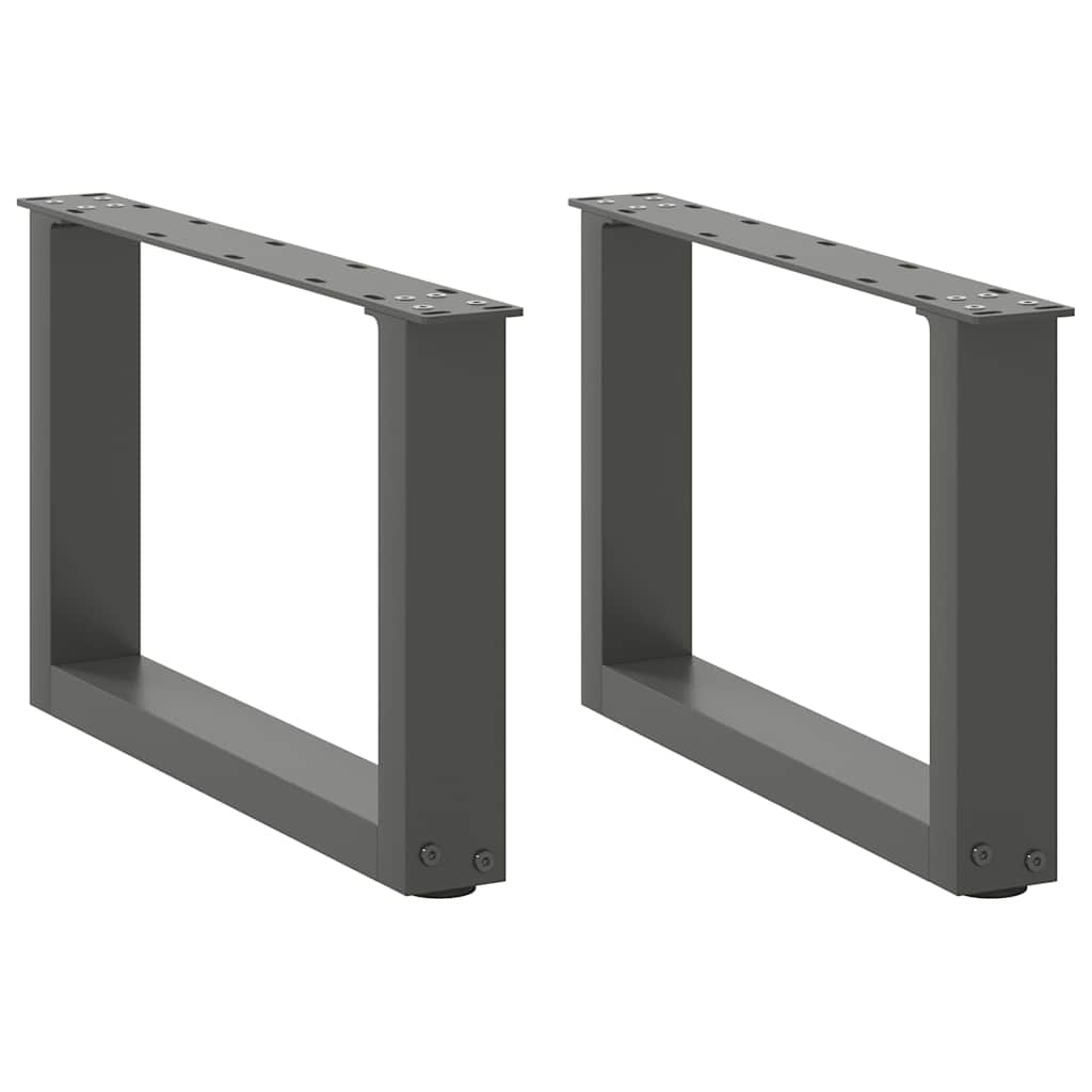 vidaXL Patas para mesa de centro en forma de U (2 unidades), antracita, 50 x (30-31) cm, acero