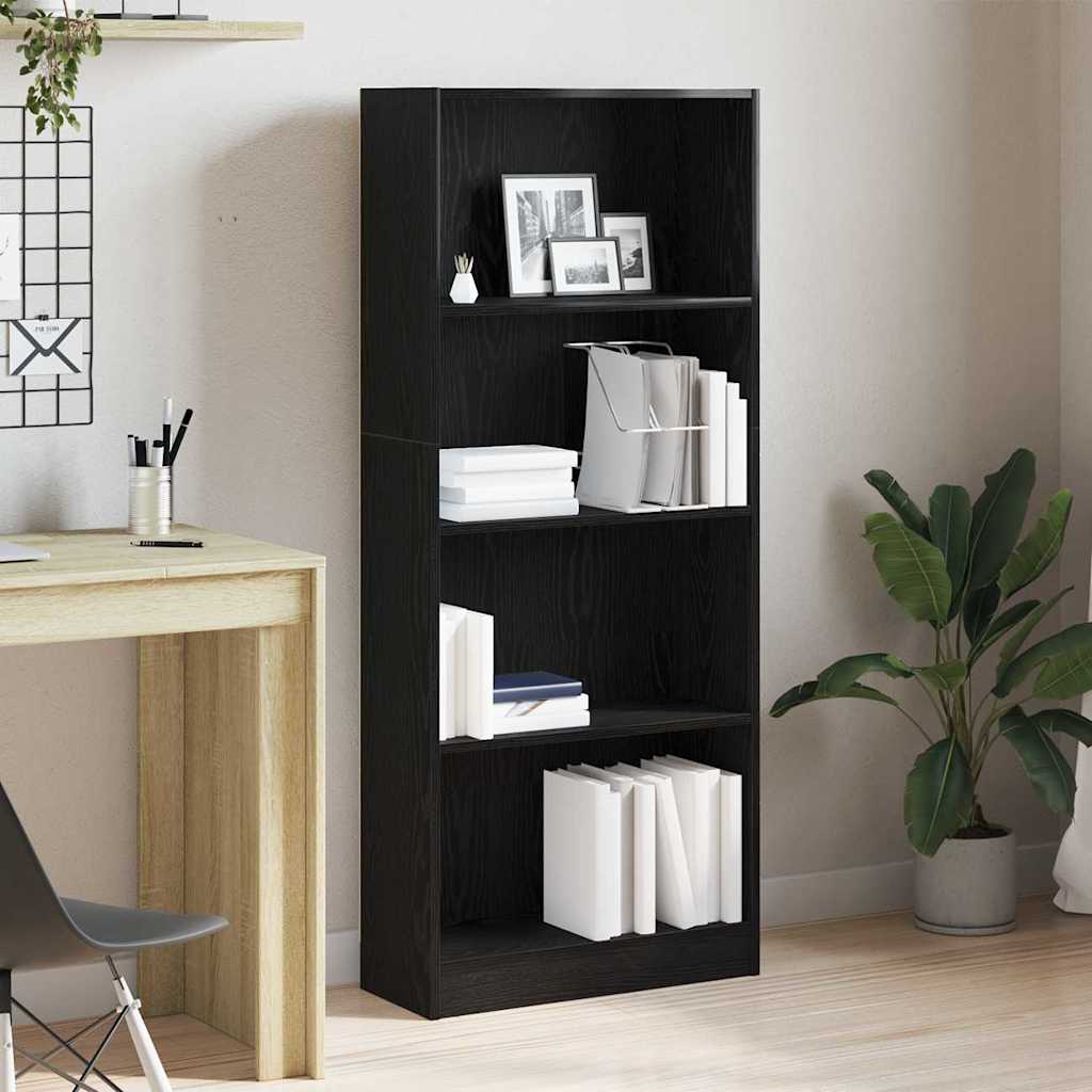 vidaXL Bücherregal Schwarz Eichen-Optik 60 x 24 x 143 cm Holzwerkstoff