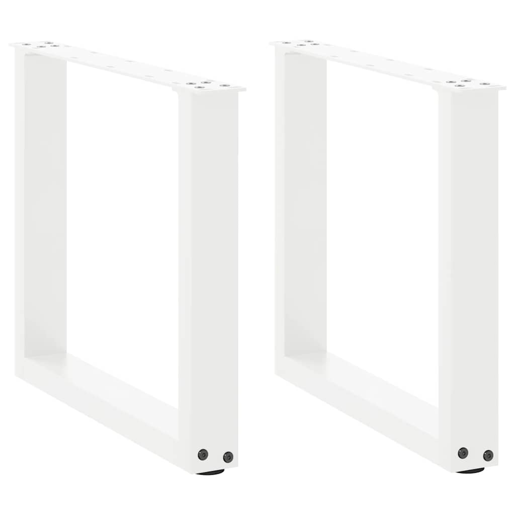 vidaXL Patas para mesa de centro en forma de U (2 unidades), color blanco, 50 x (42-43) cm, acero