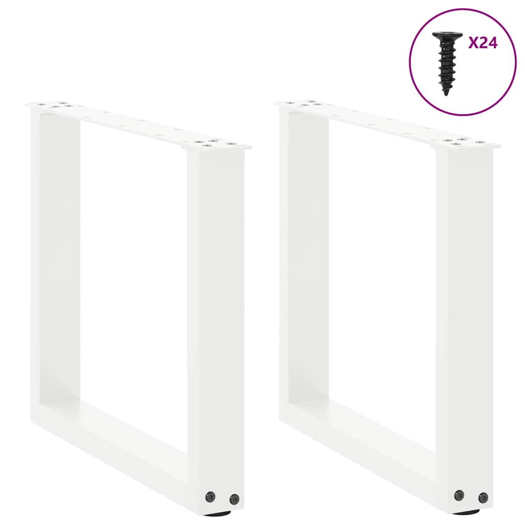 vidaXL Patas para mesa de centro en forma de U (2 unidades), color blanco, 50 x (42-43) cm, acero - Image 3