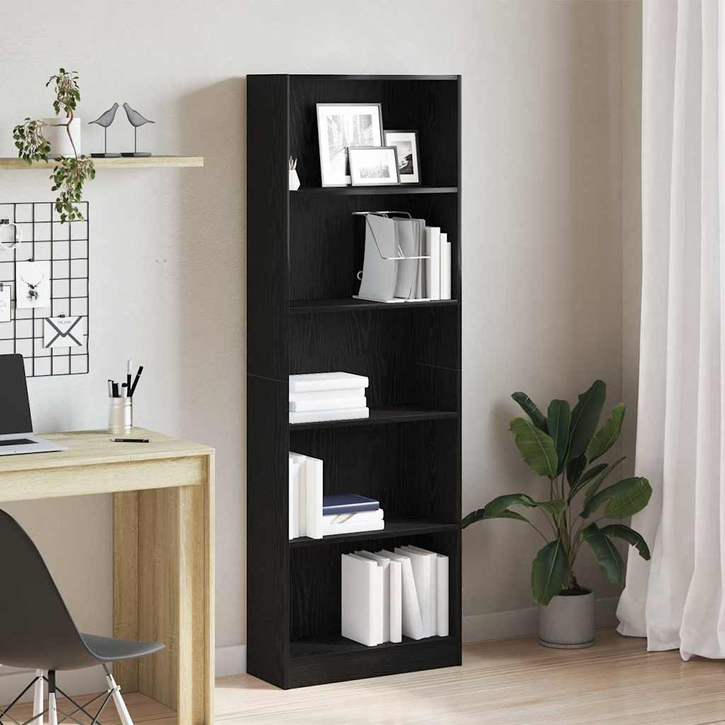 vidaXL Bücherregal Schwarz Eichen-Optik 60 x 24 x 176 cm Holzwerkstoff