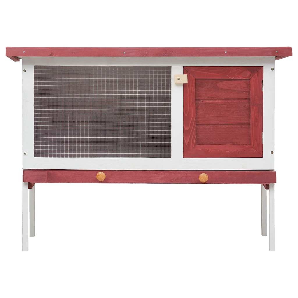 vidaXL Kaninchenstall 1 Ebene Rot Holz - Image 3