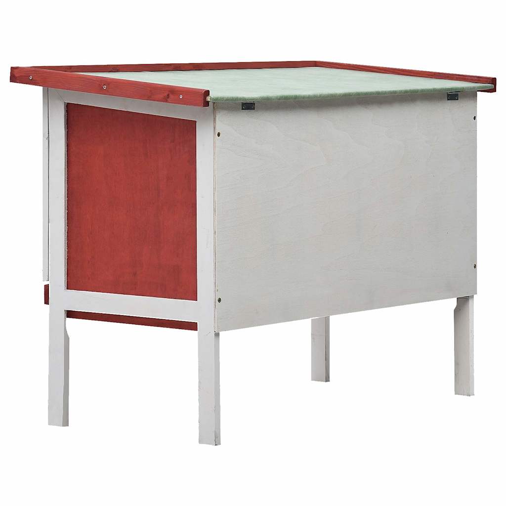 vidaXL Kaninchenstall 1 Ebene Rot Holz - Image 4
