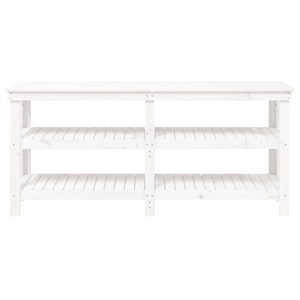 vidaXL Werkbank Weiß 181x50x80 cm Massivholz Kiefer - Image 5