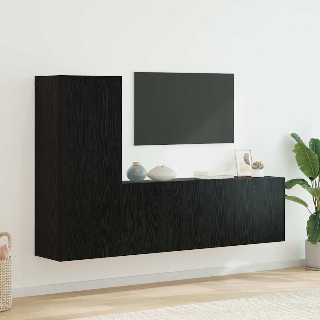 vidaXL Unité murale de TV 5 pcs Chêne noir Bois d'ingénierie