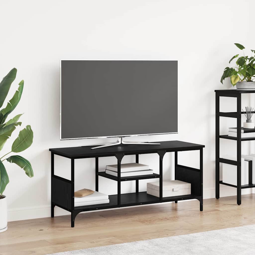 vidaXL Meuble TV Chêne noir 100 x 35 x 45 cm Bois d'ingénierie et fer