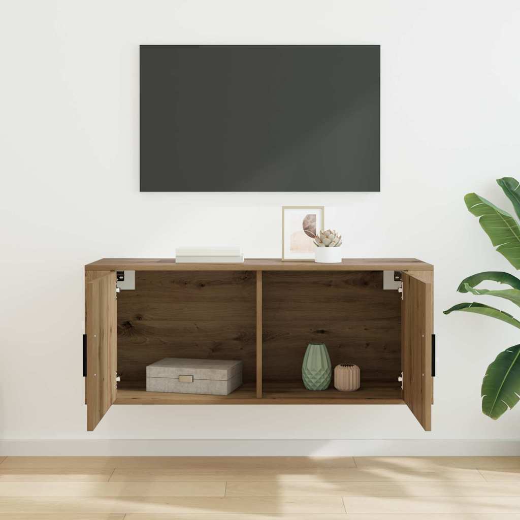 vidaXL Meuble TV mural Chêne artisanal 100 x 34,5 x 40 cm - Image 4