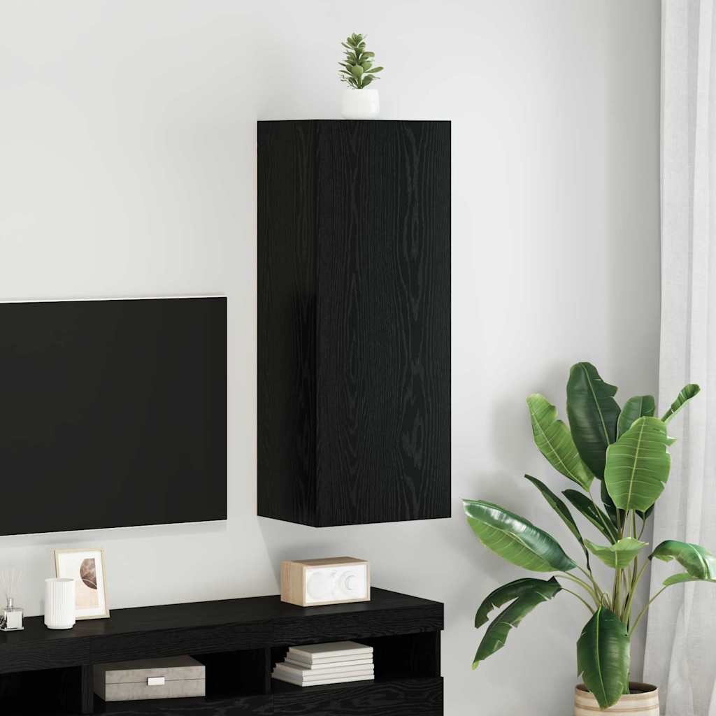 vidaXL Meuble TV mural Chêne noir 40,5 x 30 x 102 cm Bois d'ingénierie
