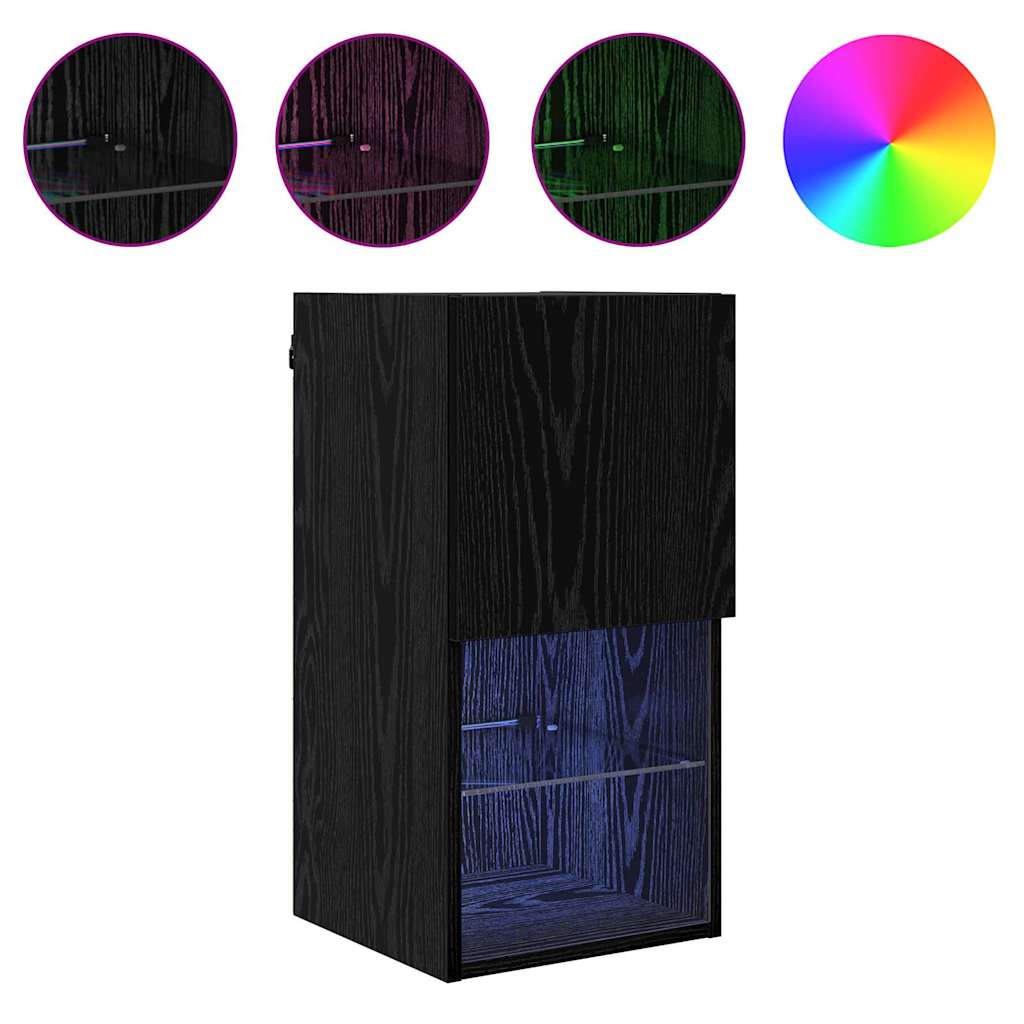 vidaXL Meuble TV mural Chêne noir 30,5 x 30 x 60 cm Bois d'ingénierie - Image 4