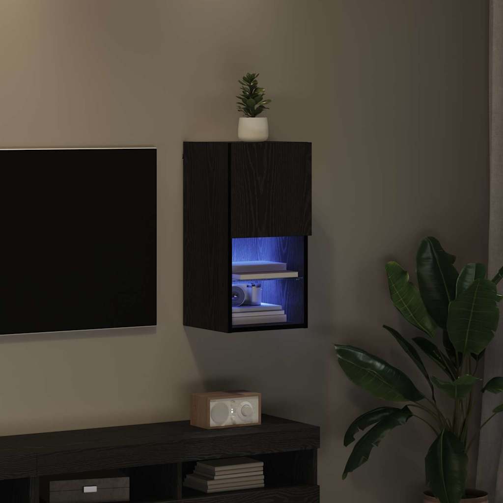 vidaXL Meuble TV mural Chêne noir 30,5 x 30 x 60 cm Bois d'ingénierie - Image 5