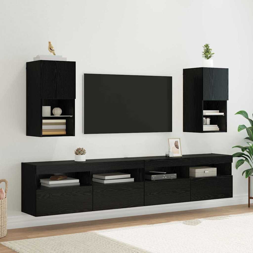 vidaXL Meuble TV mural Chêne noir 30,5 x 30 x 60 cm Bois d'ingénierie - Image 6