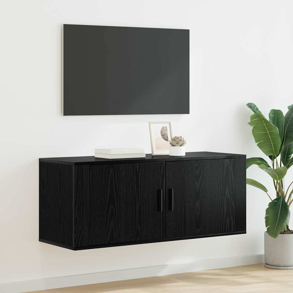 vidaXL Meuble TV mural Chêne noir 100 x 34,5 x 40 cm Bois d'ingénierie