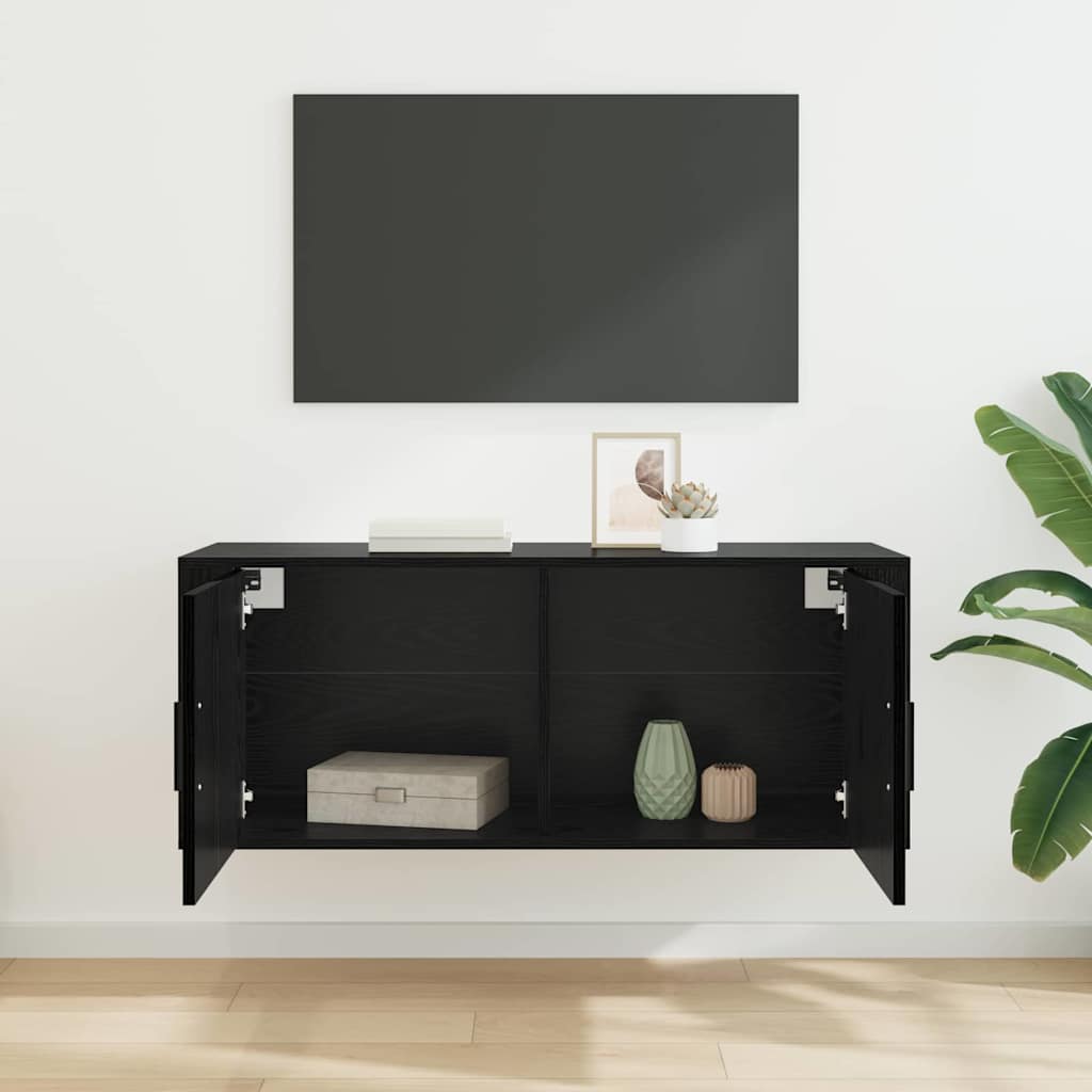 vidaXL Meuble TV mural Chêne noir 100 x 34,5 x 40 cm Bois d'ingénierie - Image 4