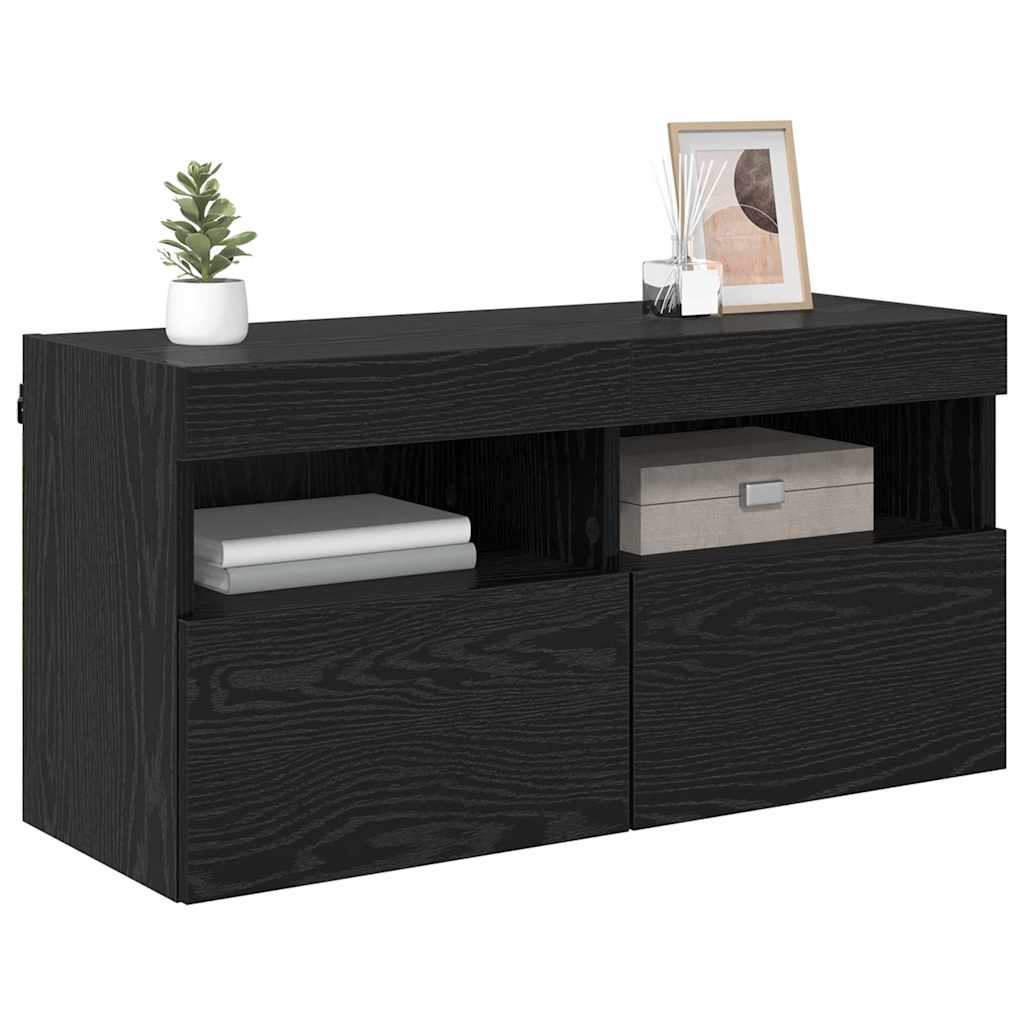 vidaXL Meuble TV mural Chêne noir 80 x 30 x 40 cm Bois d'ingénierie - Image 3