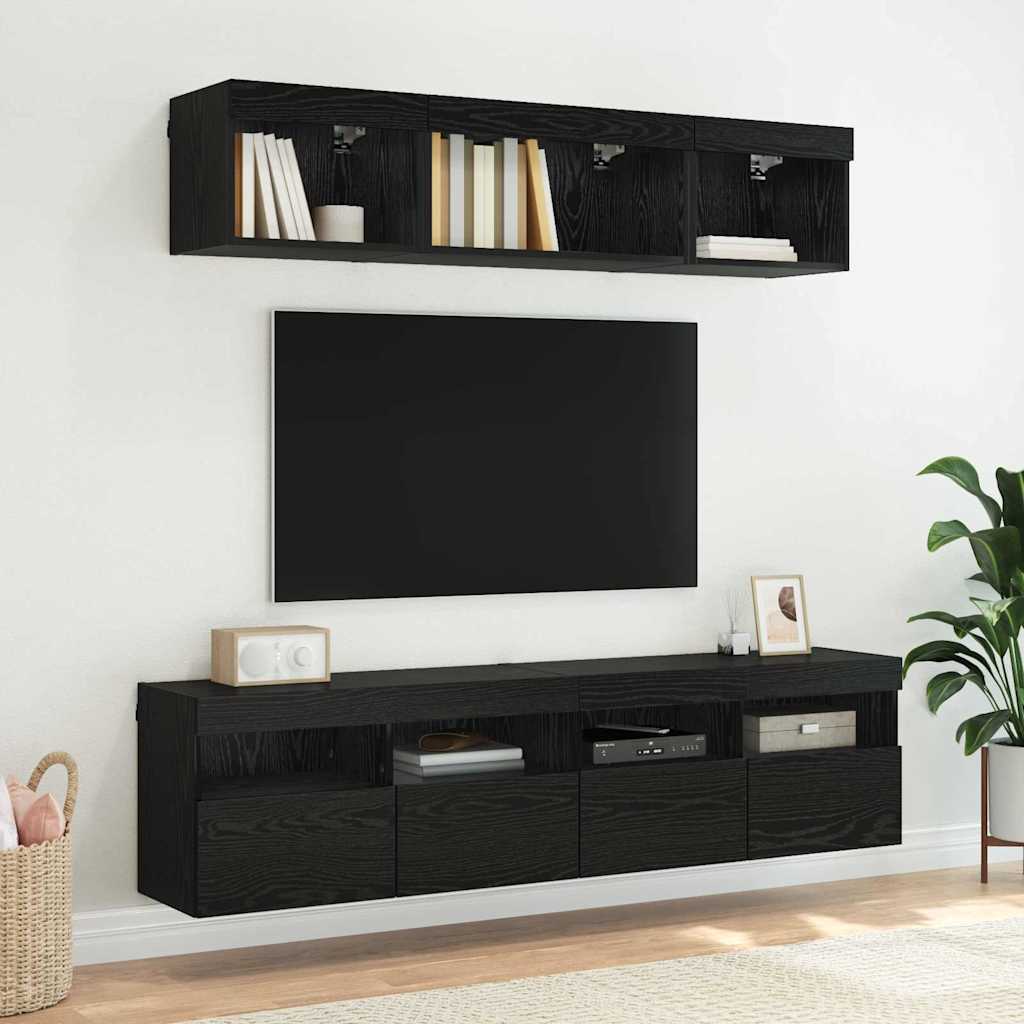 vidaXL Meuble TV mural Chêne noir 80 x 30 x 40 cm Bois d'ingénierie - Image 6