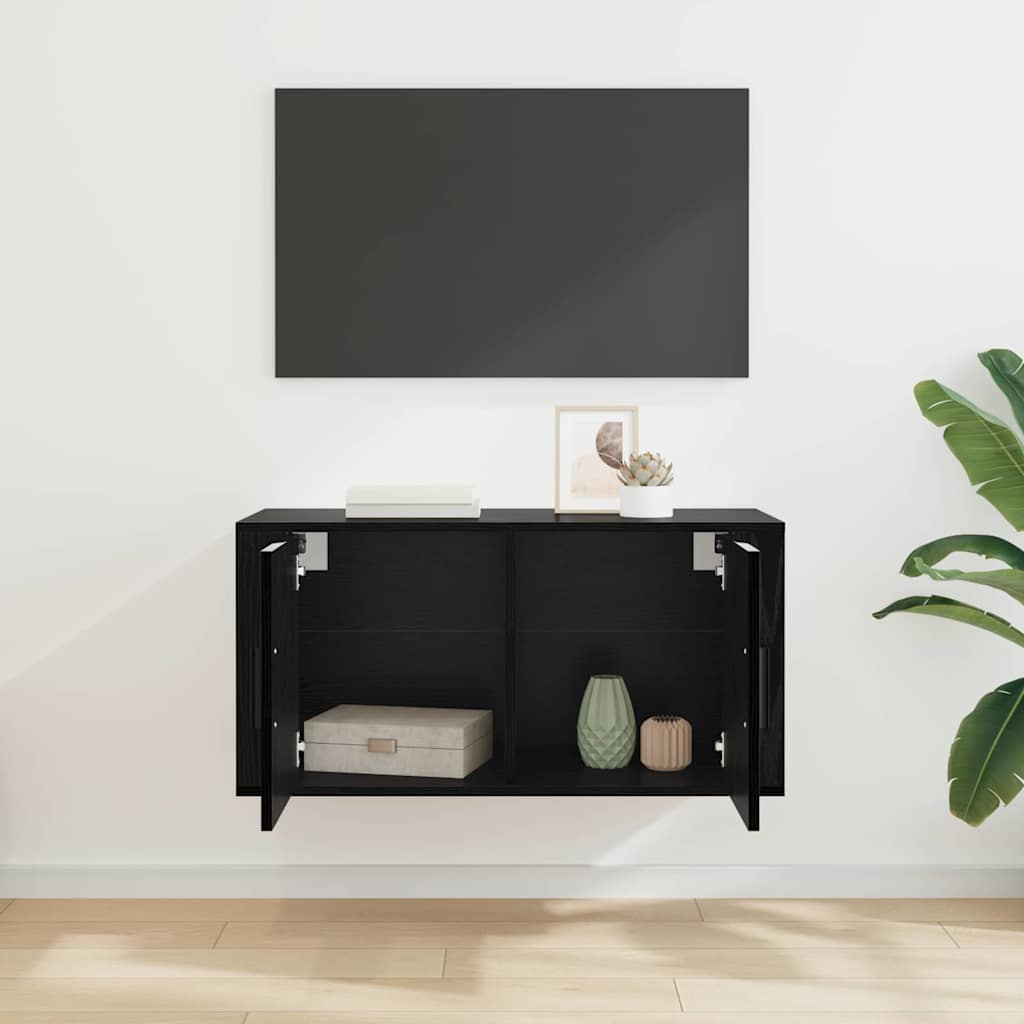 vidaXL Meuble TV mural Chêne noir 80 x 34,5 x 40 cm Bois d'ingénierie - Image 4