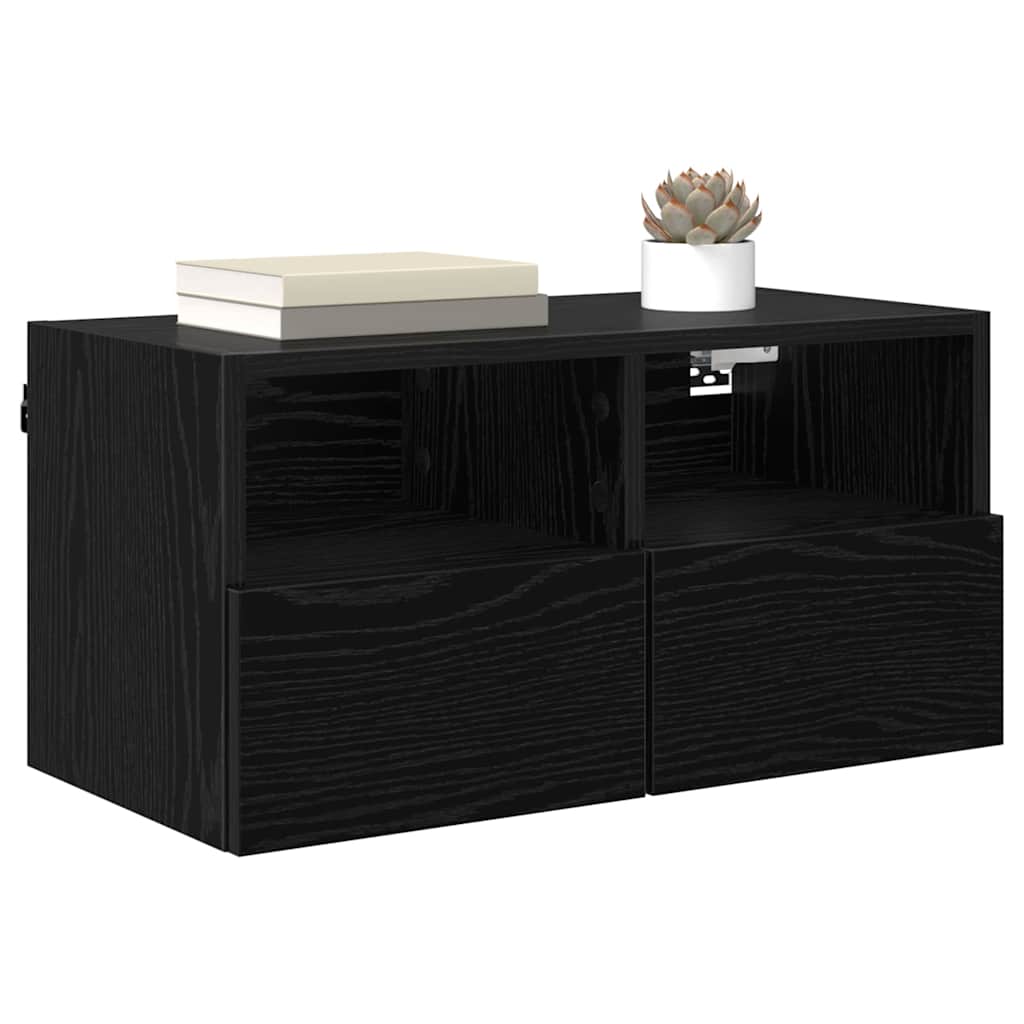 vidaXL Meuble TV mural Chêne noir 60 x 30 x 30 cm Bois d'ingénierie - Image 3