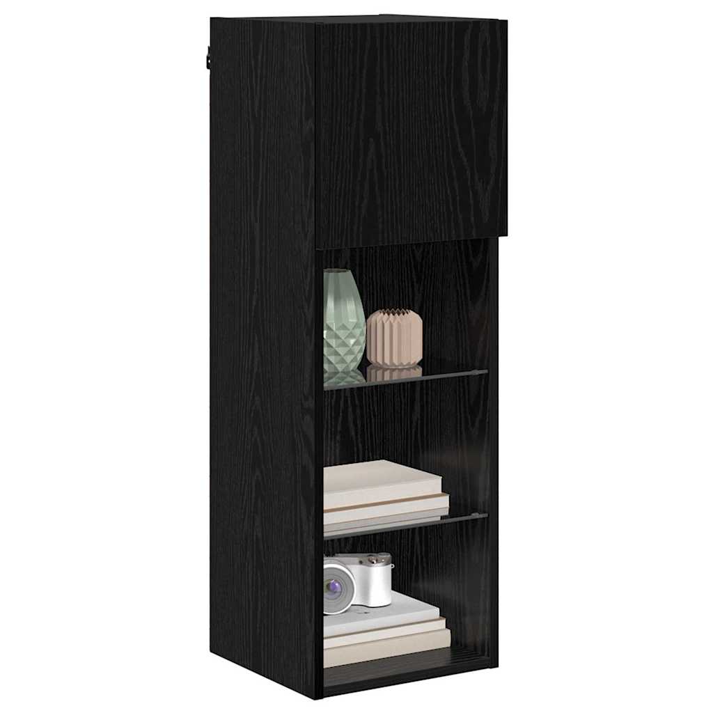 vidaXL Meuble TV mural Chêne noir 30,5 x 30 x 90 cm Bois d'ingénierie - Image 3