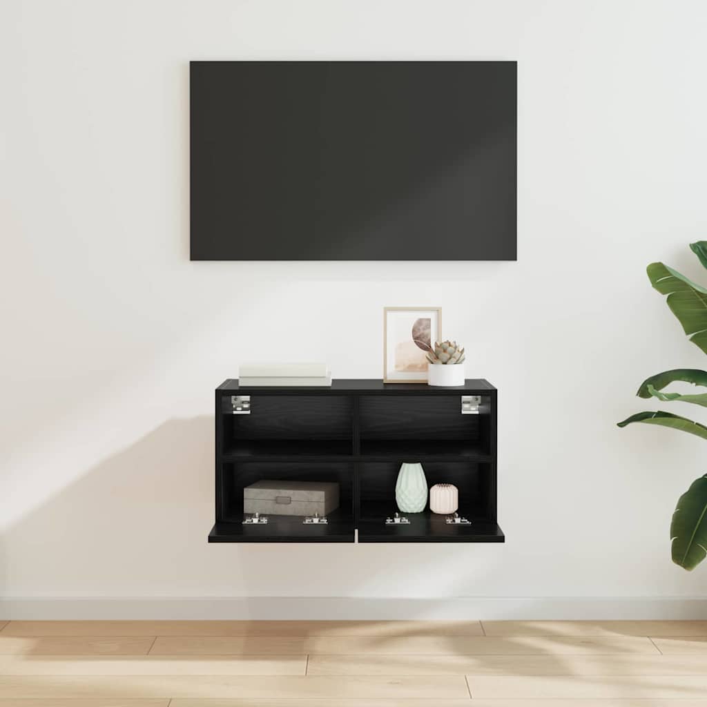 vidaXL Meuble TV mural Chêne noir 60 x 30 x 30 cm Bois d'ingénierie - Image 4