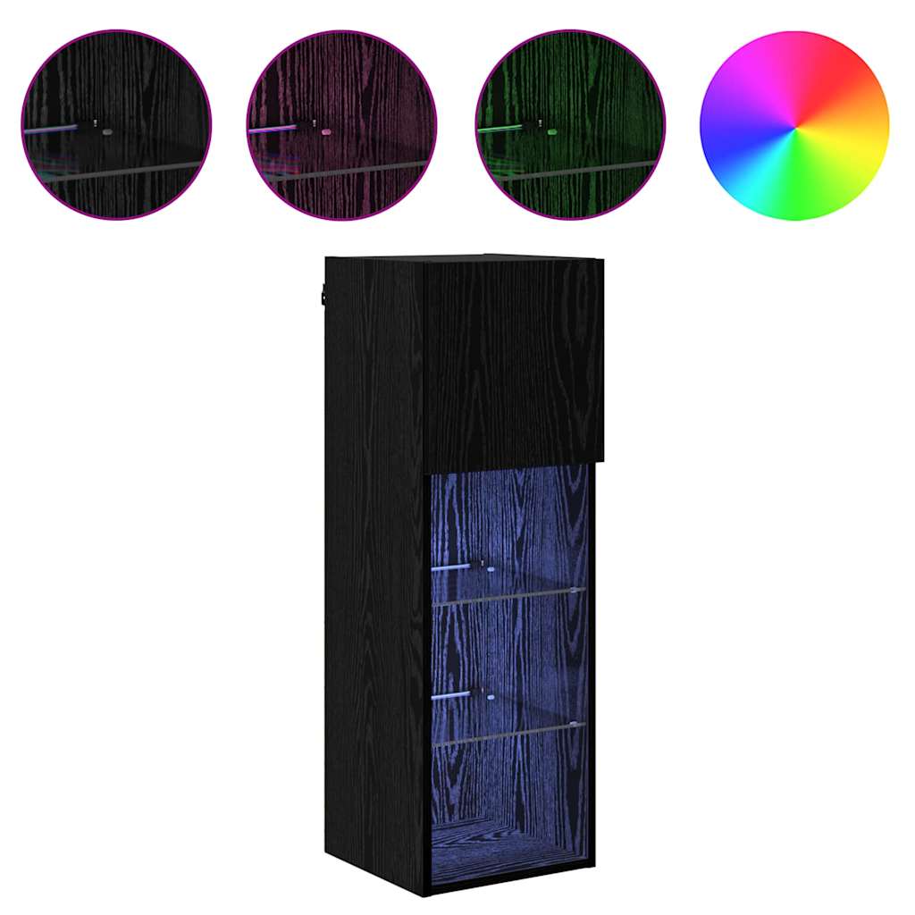 vidaXL Meuble TV mural Chêne noir 30,5 x 30 x 90 cm Bois d'ingénierie - Image 4