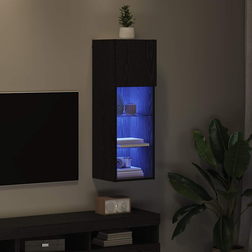 vidaXL Meuble TV mural Chêne noir 30,5 x 30 x 90 cm Bois d'ingénierie - Image 5