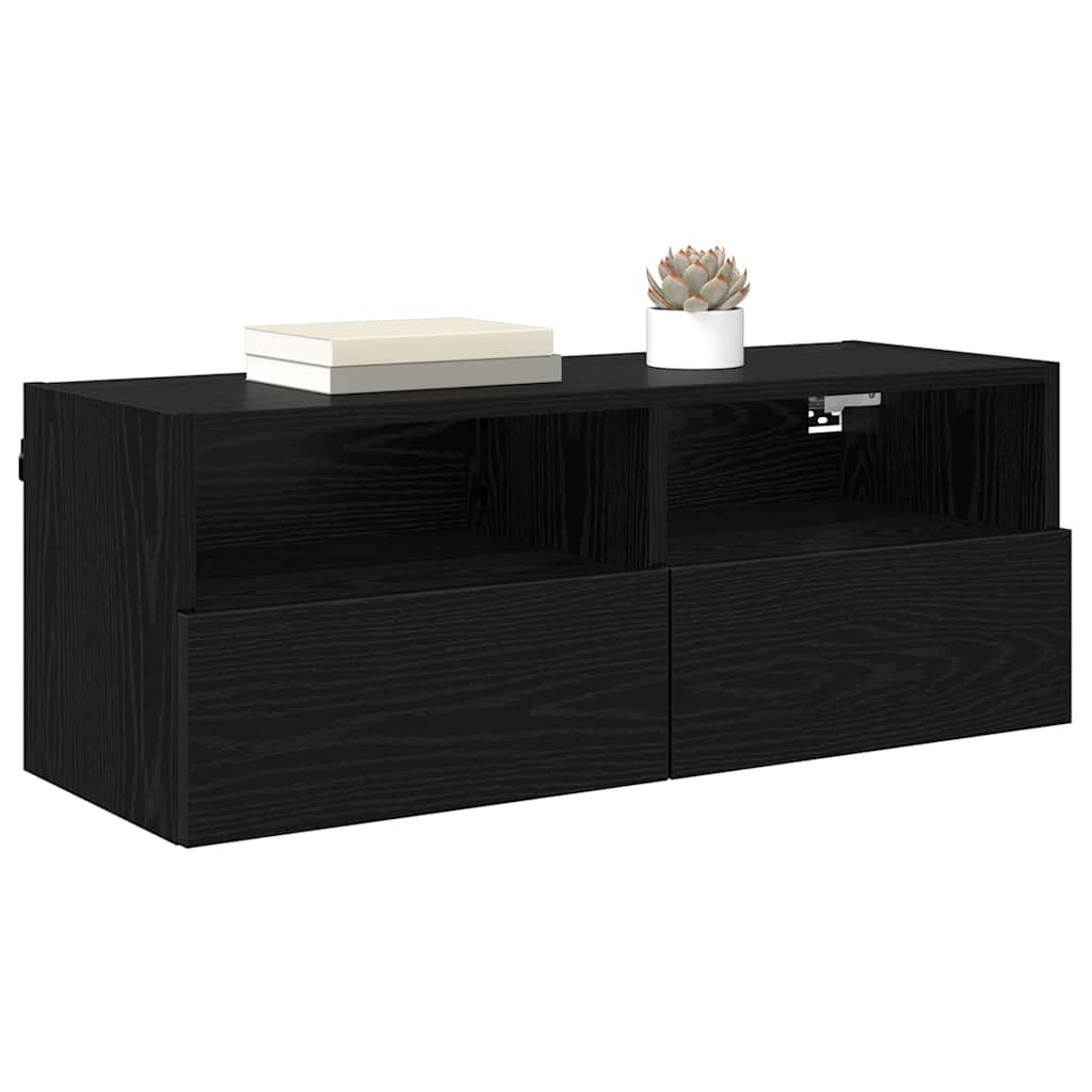 vidaXL Meuble TV mural Chêne noir 80 x 30 x 30 cm Bois d'ingénierie - Image 3