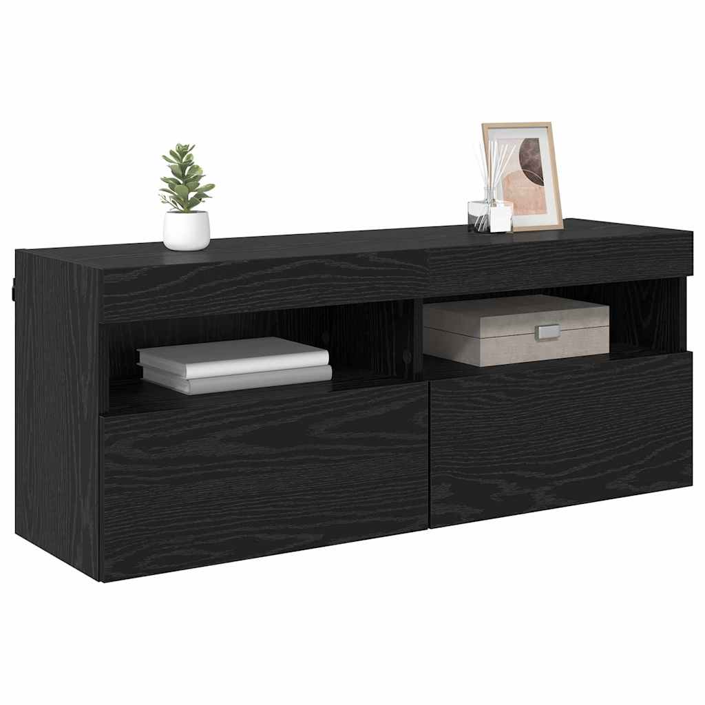 vidaXL Meuble TV mural Chêne noir 100 x 30 x 40 cm Bois d'ingénierie - Image 3