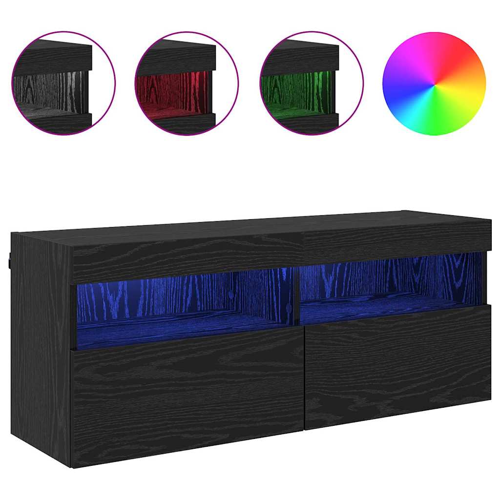 vidaXL Meuble TV mural Chêne noir 100 x 30 x 40 cm Bois d'ingénierie - Image 4