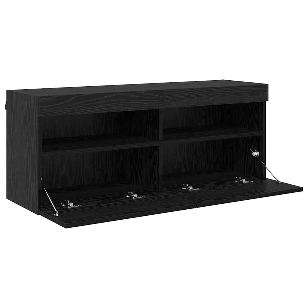 vidaXL Meuble TV mural Chêne noir 100 x 30 x 40 cm Bois d'ingénierie - Image 6