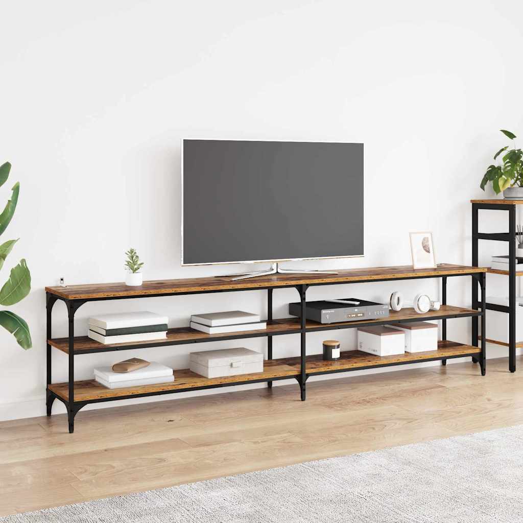 vidaXL Meuble TV Bois Ancien 200 x 30 x 50 cm Bois d'ingénierie et fer