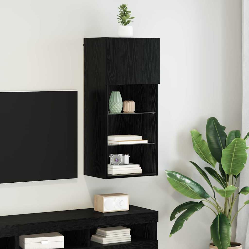 vidaXL Meuble TV mural Chêne noir 40,5 x 30 x 90 cm Bois d'ingénierie