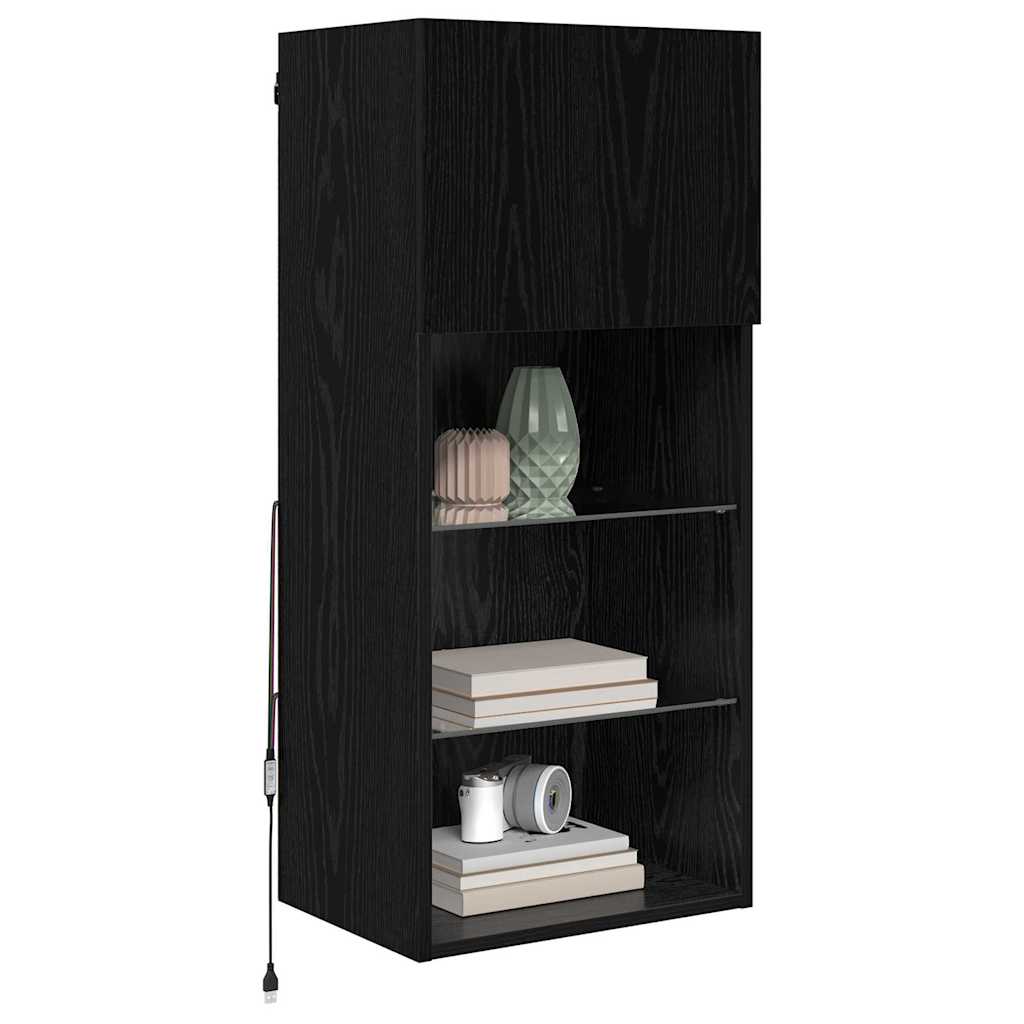 vidaXL Meuble TV mural Chêne noir 40,5 x 30 x 90 cm Bois d'ingénierie - Image 3